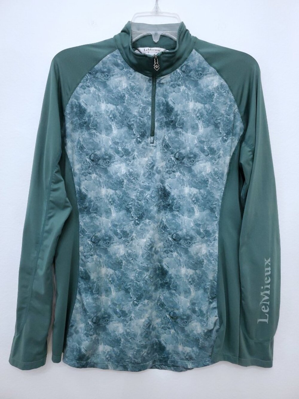 LeMieux Glace Base Layer 1/4 Zip Equestrian Horse Riding Women's Top Sage XL
